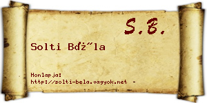 Solti Béla névjegykártya